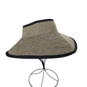 Sunday Afternoons Roll-Up Sun Visor Wide Brim Hat Black Trim Women’s Size M/L